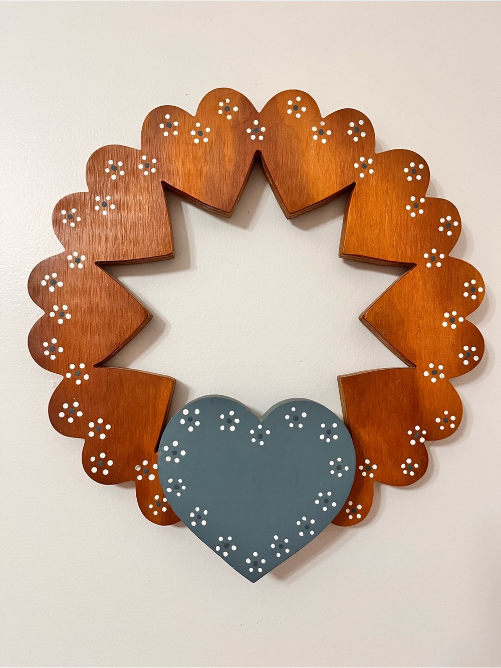 Handcrafted Wooden Heart Wreath Wall Hanging